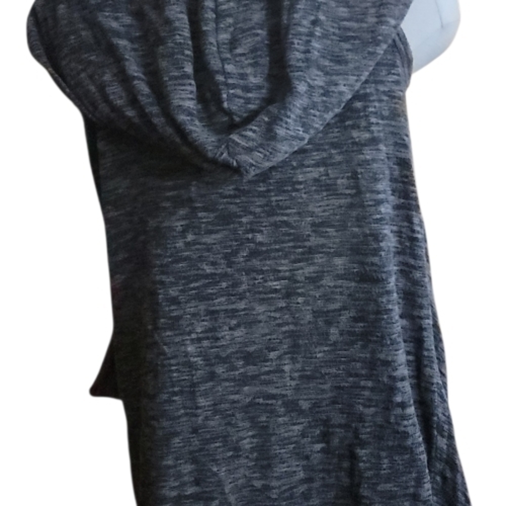 Splendid Sleeveless Draped Knit Long Vest W Hood in green/grey, Medium - Picture 2 of 7